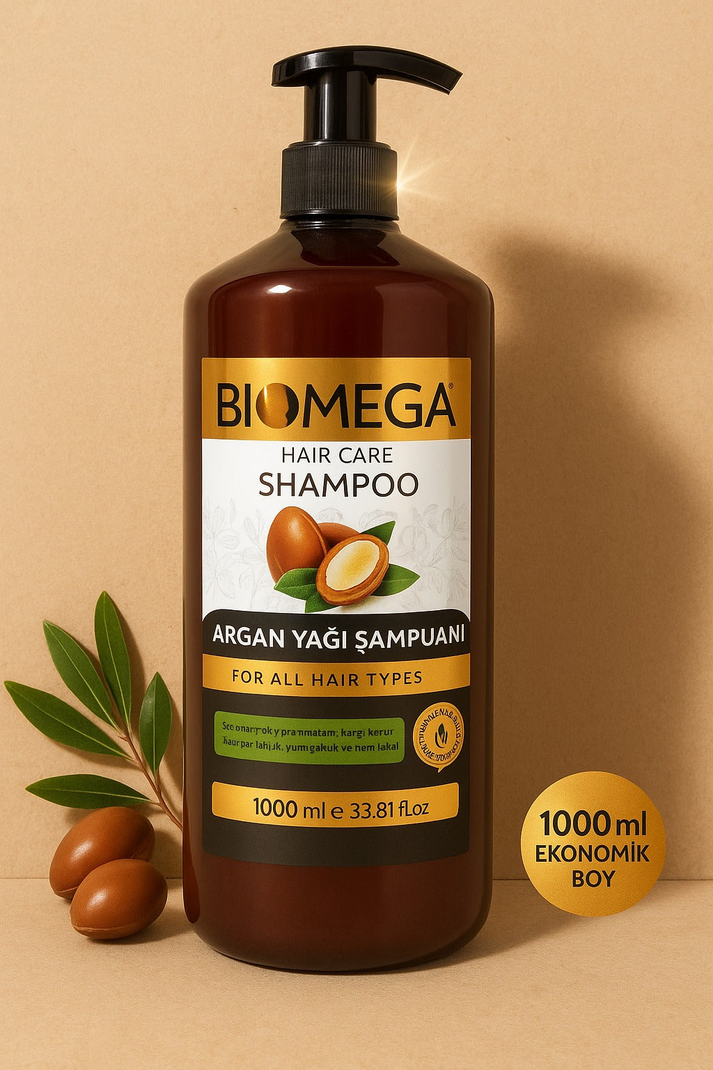Biomega Argan Yağlı Şampuan – Yoğun Nem ve Parlaklık Bakımı