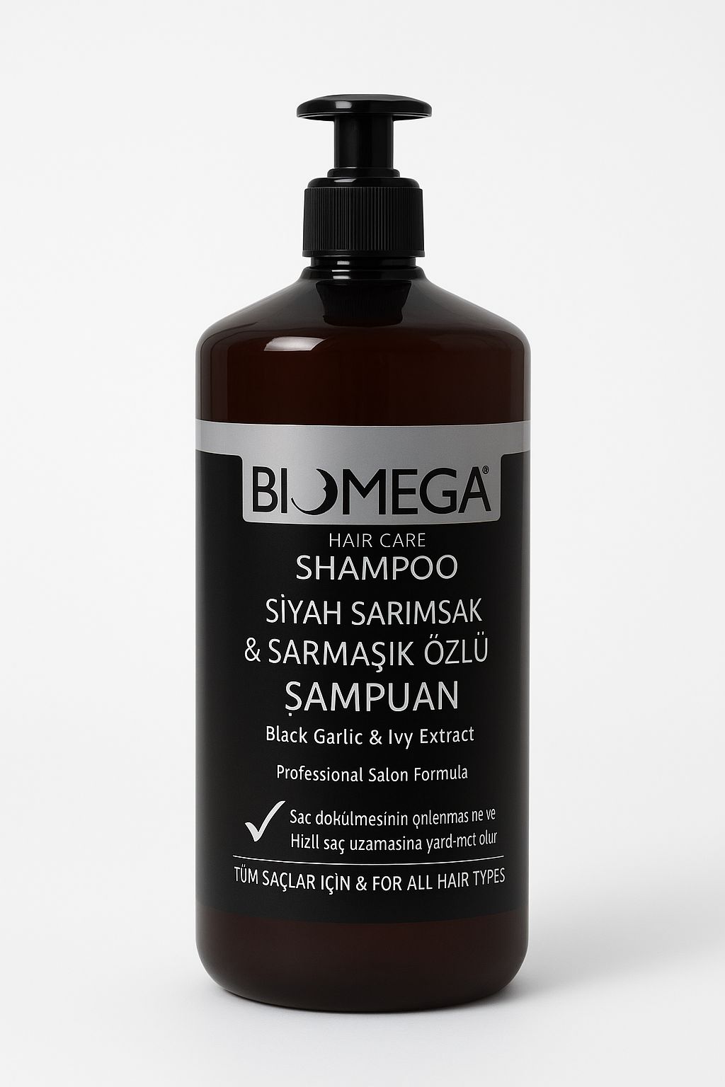 Biomega Siyah Sarımsak & Sarmaşık Özlü Şampuan – Güçlü ve Canlı Saçlar